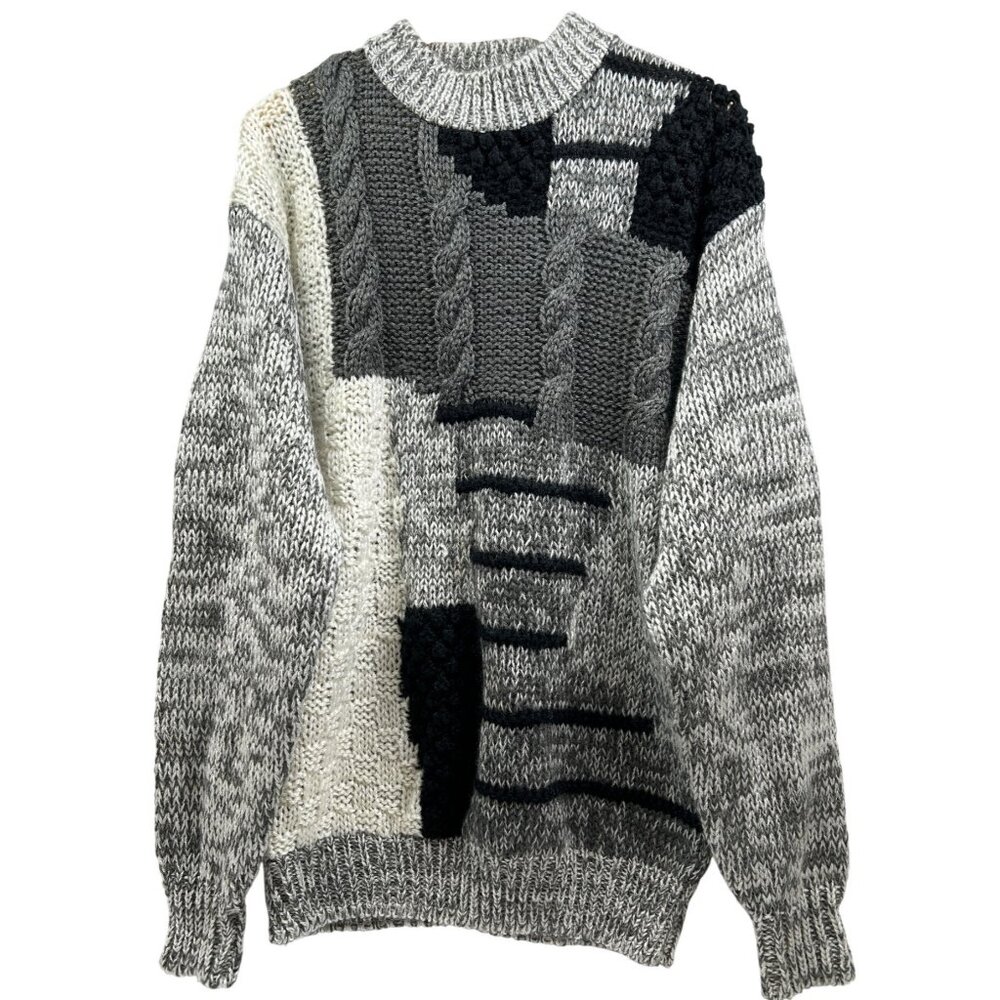 Vtg Oakton Limited Handknit Sweater Mens 2XLT Chunky Cable Knit Granpa Core Fall